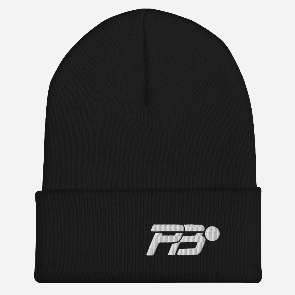 EMBROIDERED PB CUFFED BEANIE - BLACK