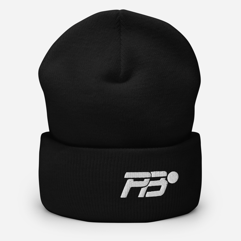 EMBROIDERED PB CUFFED BEANIE - BLACK