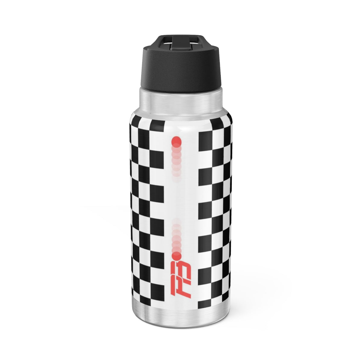 32 OZ DOUBLE-WALL STAINLESS STEEL WATER BOTTLE - BLACK CHECKER
