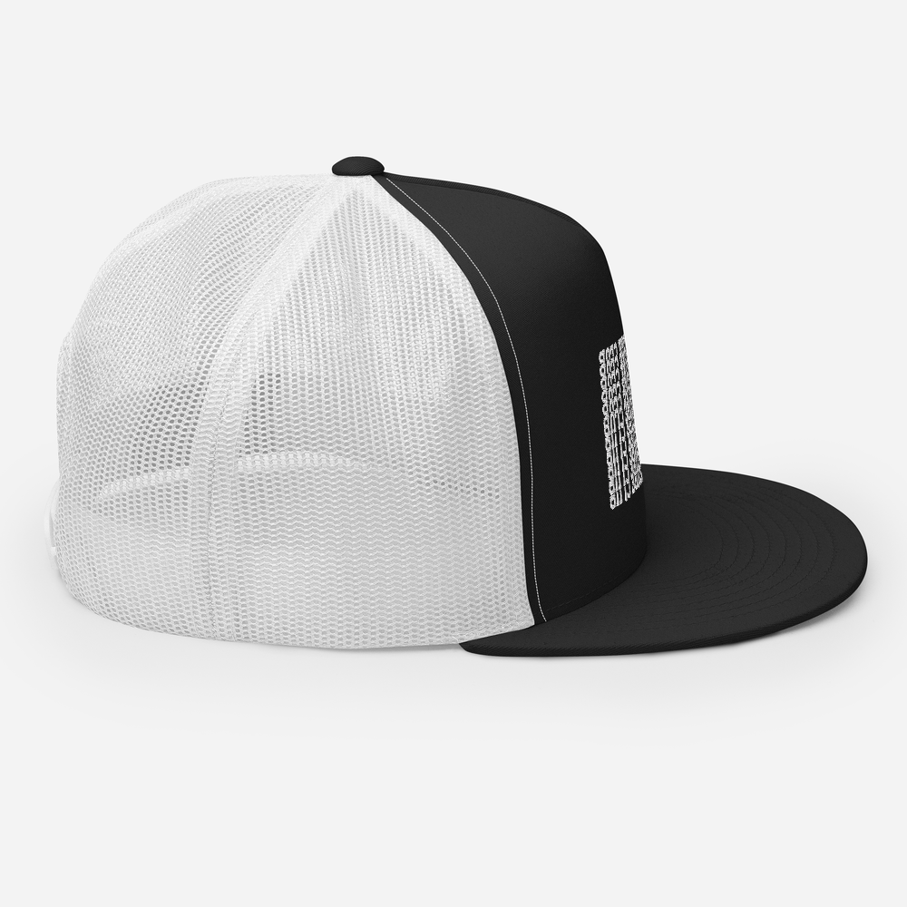 EMBROIDERED TRUCKER HAT - SWEATY LEISURE BLK/WHT