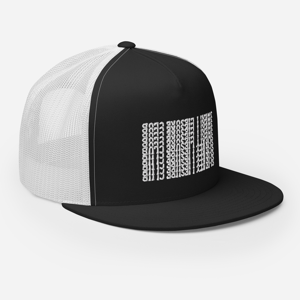 EMBROIDERED TRUCKER HAT - SWEATY LEISURE BLK/WHT