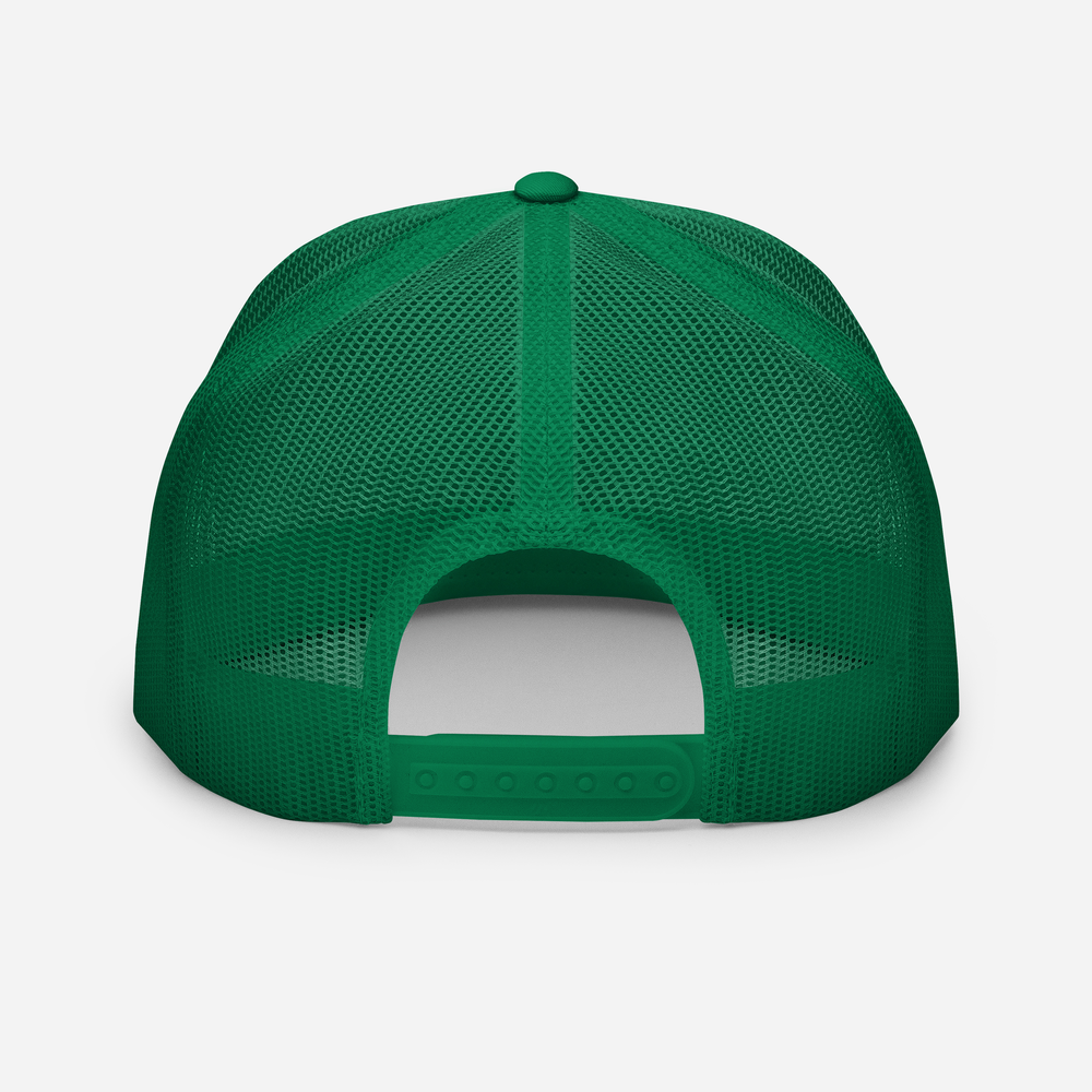 EMBROIDERED TRUCKER HAT - SWEATY LEISURE GREEN/WHITE