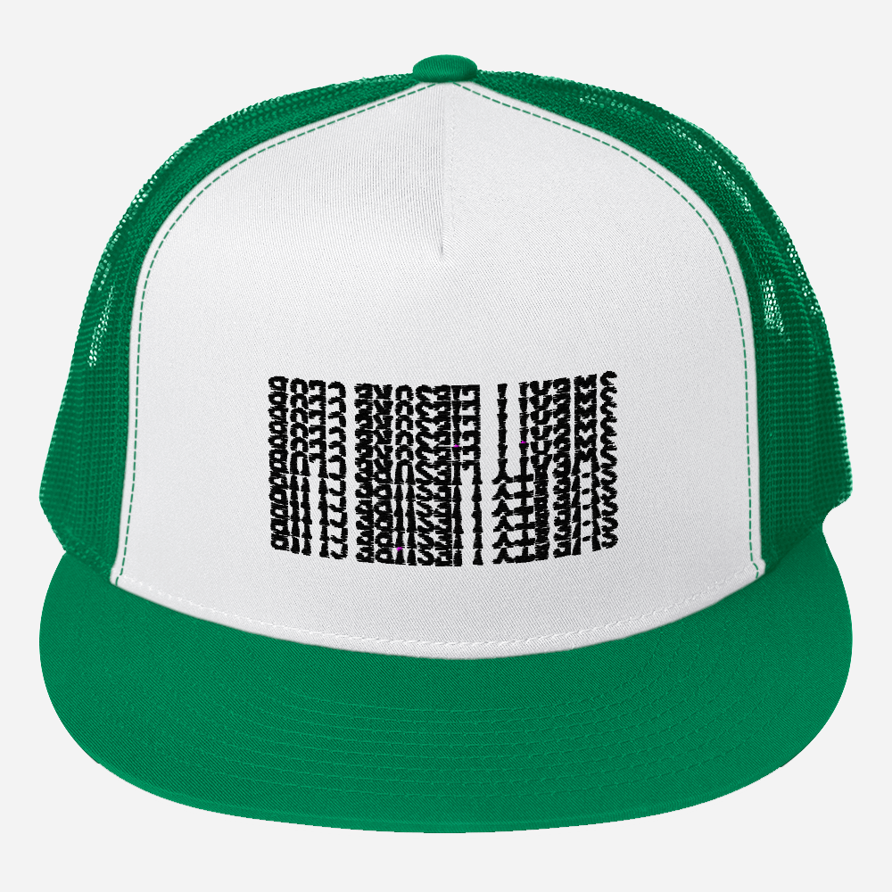 EMBROIDERED TRUCKER HAT - SWEATY LEISURE GREEN/WHITE