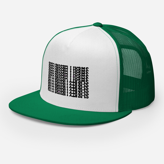 EMBROIDERED TRUCKER HAT - SWEATY LEISURE GREEN/WHITE