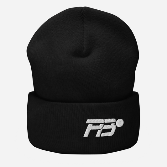 EMBROIDERED PB CUFFED BEANIE - BLACK