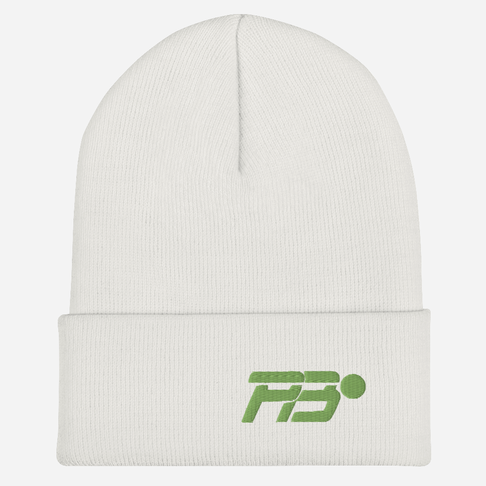 EMBROIDERED PB CUFFED BEANIE - WHITE