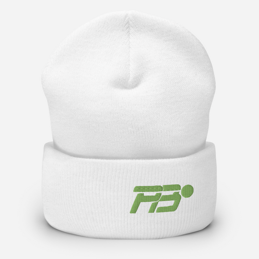 EMBROIDERED PB CUFFED BEANIE - WHITE