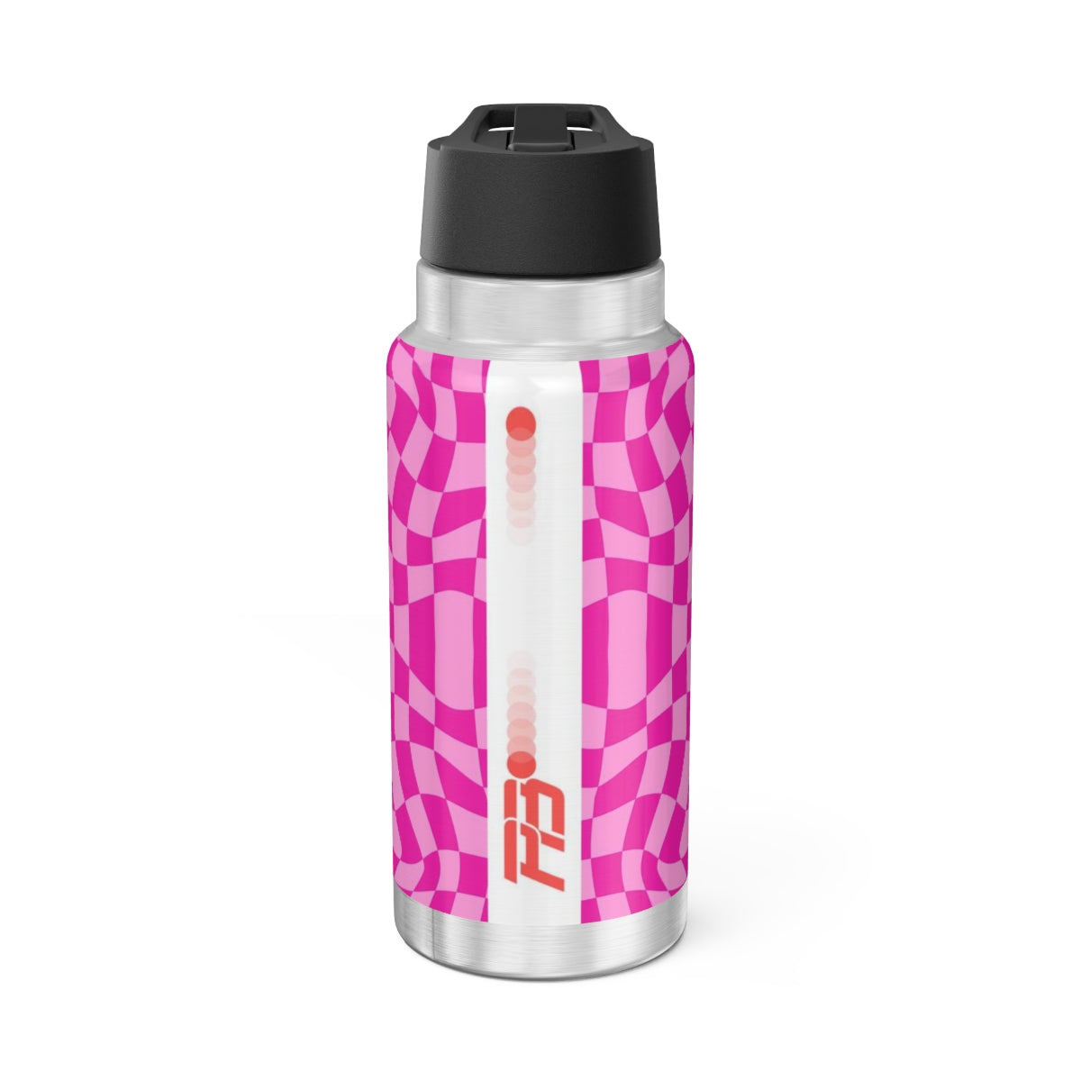 32 OZ DOUBLE-WALL STAINLESS STEEL WATER BOTTLE - PINK CHECKER