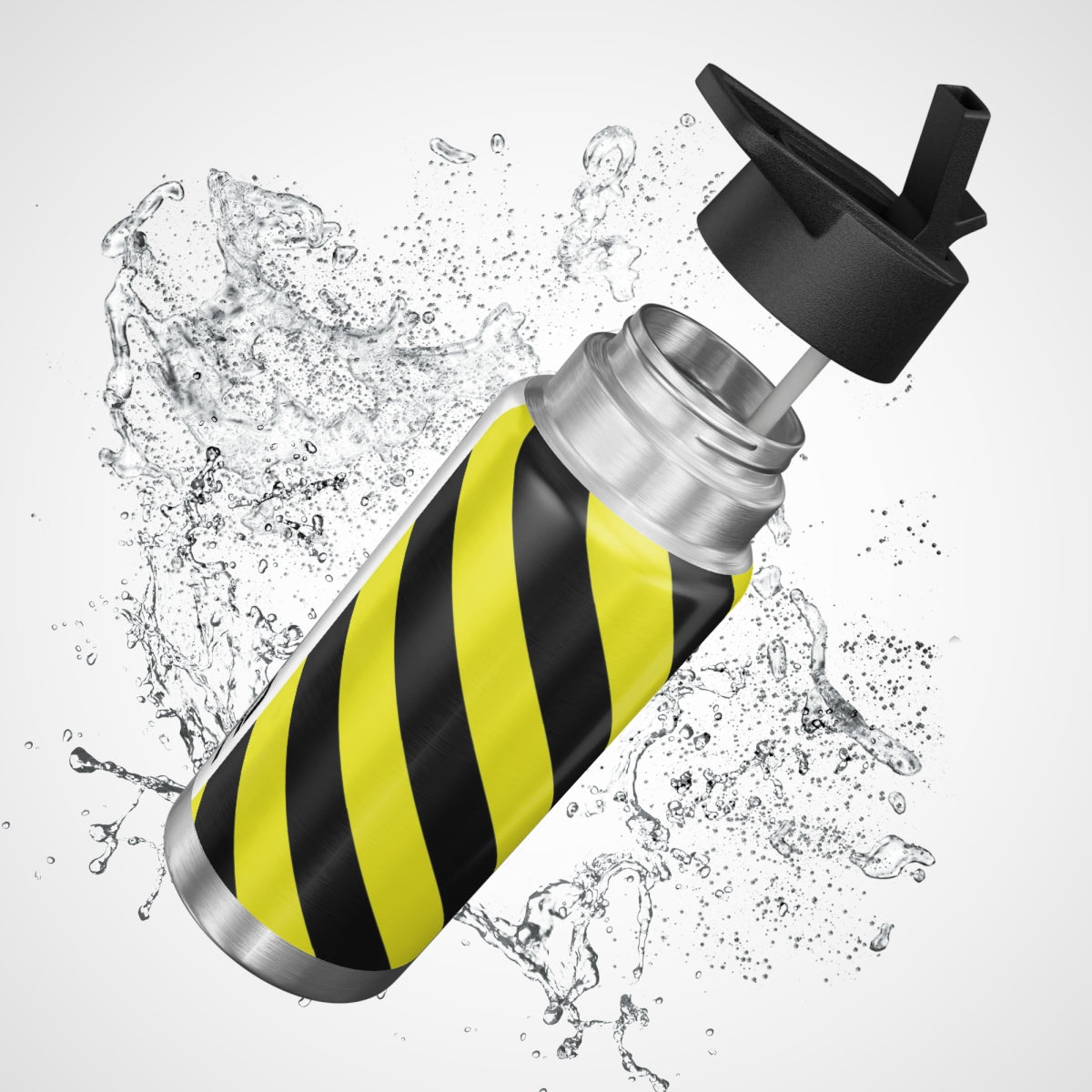 32 OZ DOUBLE-WALL STAINLESS STEEL WATER BOTTLE - YELLOW CAUTION