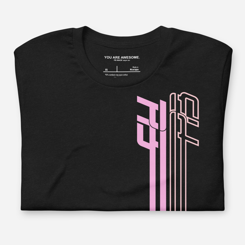 SOFT COTTON TSHIRT - BLACK W/PINK ECHO