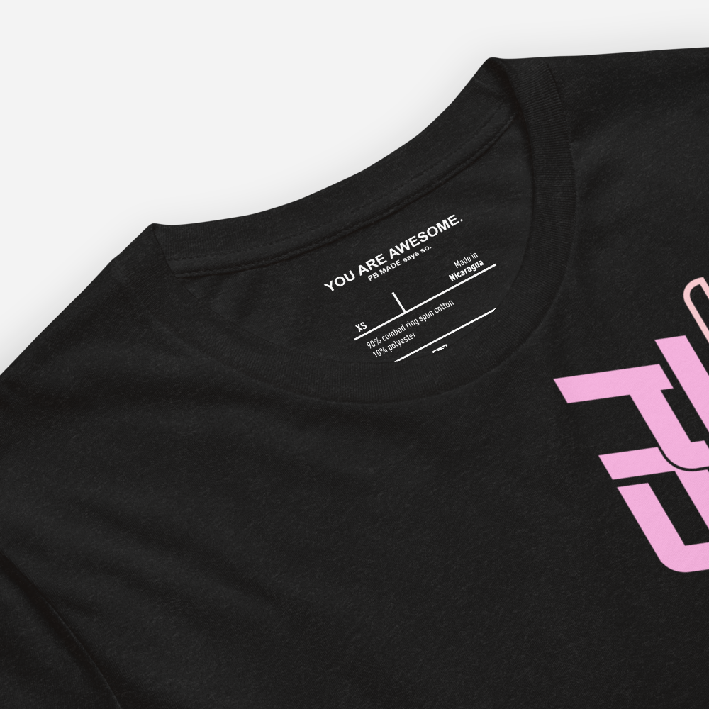 SOFT COTTON TSHIRT - BLACK W/PINK ECHO